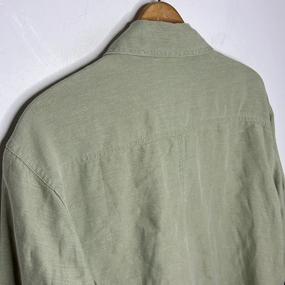 CHICO’S Design Vintage Linen Blend Mother of Pearl Shell Button Up Collard Shirt - Picture 6 of 10